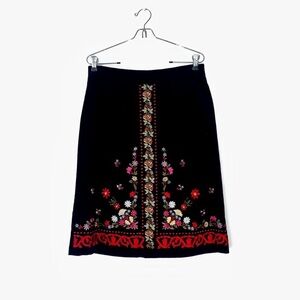 Clio Vintage Cotton Whimsygoth Victorian Embroidered Vampy Romantic Skirt 8